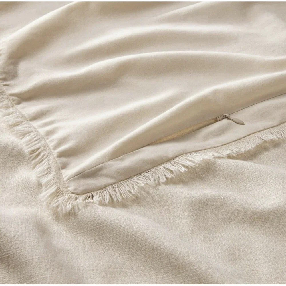 King/California King Heavyweight Linen Blend Comforter & Sham Set Natural NEW